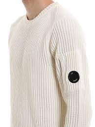Port & company fine knit skull cap with stripestop rated seller. Crew Necks C P Company Rib Knitted Merino Wool Lens Sweater 07cmkn153a005292a103