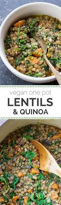 This One Pot Lentil Quinoa Dish Is The Perfect Weeknight Meal Packed With Nutrients Easy Clean Up Idee Recette Legume Cuisine Vegetarienne Mange Tes Legumes
