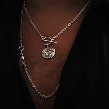 Poseidon Necklace Silver Necklace Toggle Necklace Womens Etsy Mens Silver Necklace Silver Necklaces Women Toggle Necklace