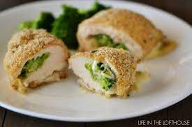 Unfold the chicken and spread the broccoli on the lower half. Broccoli And Cheese Stuffed Chicken