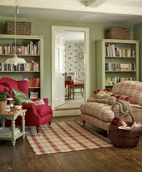Loving The Plaid Chair And The Cool Green Walls Cottage Living Rooms Living Room Green Country Living Room