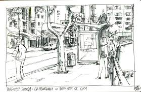 Draw in lengths in conjunction with a bus zone. Bus Stop Drawing Drawings Explore Bus Stop