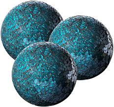 Amazon Com Wh Housewares Decorative Balls Set Of 3 Glass Mosaic Sphere Dia 4 Turquoise Home Kitchen Mosaic Glass Sphere Ball Table Centerpieces