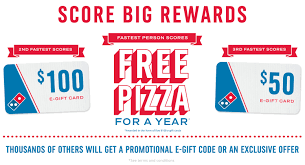 Redeem over the phone by providing the gift card code/pin to the csr. Domino 8217 S Score Free Pizza For A Year Quikly Freebie Mom