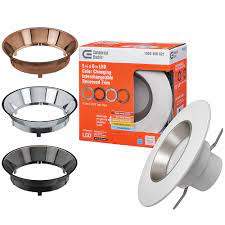 Get the best deal for commercial electric recessed lighting fixtures from the largest online selection at ebay.com. Commercial Electric 5 In 6 In Selectable Integrated Led Recessed Trim Can Light With 4 Interchangeable Trims 950 Lumens Dimmable 53198101 The Home Depot