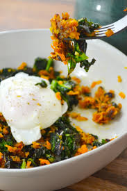 Sweet Potato Kale Hash With A Poached Egg For Breakfast Recipe Sweet Potato Kale Hash Sweet Potato Kale Poached Eggs