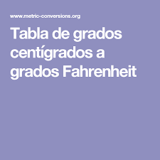 Tabla De Grados Centigrados A Grados Fahrenheit Tabla Tabla De Conversiones Grado