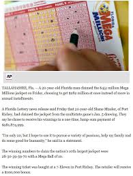 January 12 20 Year Old Florida Man Wins 451 Million Mega Millions Jackpot Floridaman Old Florida 20 Years Old Mega Millions Jackpot