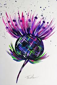 Scottish Thistle Original Painting Scottish Abstract Art Thistle Painting Scottish Art Original Paintings