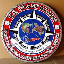 Np 2050 Carved Plaque Of Seal Of Us Coast Guard Pacific Regional Fisheries Training Center Artist Painted Coast Guard Artist Paint Guard