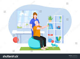 Physiotherapist Or Rehabilitologist Doctor Rehabilitates Elderly Patient Physiotherapy Rehab Injury Recovery C Physiotherapist Rehabilitation Injury Recovery