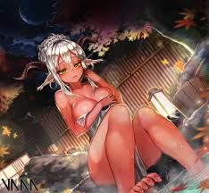 Check out our green white silver selection for the very best in unique or custom, handmade pieces from our shops. Wallpaper Dark Skin Pointed Ears Horns Green Eyes Silver Hair White Hair Animal Ears Breast Hold Onsen Towel Wet Anime Girls Big Boobs 2000x1844 Andrulik 1318147 Hd Wallpapers Wallhere