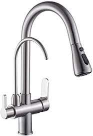 Faucets kitchen faucets for hard water kohler kitchen faucets luxury kitchen faucets kitchen faucets under 200 two handle kitchen faucets. Wanfan Kitchen Sink Faucet With Pull Down Sprayer 2 Handle 3 In 1 Water Filter Purifier Faucets Brushed Nickel 0195sn Amazon Com