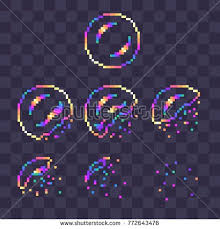 Pixel Art Rainbow Soap Bubble Burst Sprites For Animation Shutterstock Premier Pixel Art Games Pixel Art Tutorial Pixel Art Characters