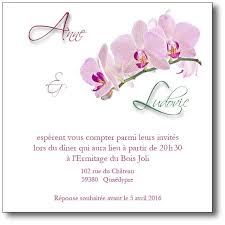 La carte d'invitation peut être réalisée pour des milieux professionnels ou non. Carte D Invitation Branche D Orchidee Coordonnee Au Faire Part