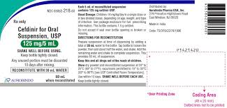 Cefdinir For Oral Suspension Usp Rx Only