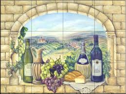 Finally after a year i am sending pictures of the tile mural. Kitchen Backsplash Ideas Tuscan Wine Tile Mural