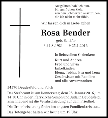 Traueranzeigen von Rosa Bender