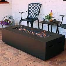 The az fire pit table uses up to 40,000 btus which is plenty of energy to keep you warm on a cool fall evening. Sunnydaze 56 Inch Brown Modern Rectangular Liquid Propane Gas Fire Pit Coffee Table With Lava Rocks Outdoorliving Outdoor Firepit Somi Ne