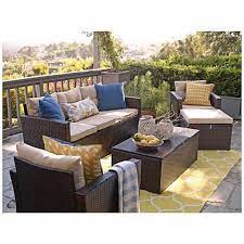Perfectly sized for small families and intimate gatherings, 5 pc patio dining sets come in a range of shapes to fit your outdoor living area. Cascaden Dark Brown Wicker 5 Piece Outdoor Patio Set With Storage 18c12 Lamps Plus Patio Furniture Layout Patio Furniture Makeover Unique Patio Furniture