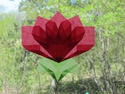 Red Flower Origami Window Decoration Similar To Translucent Kite Paper Waldorf Window Stars Paper Flowers For Kids Window Decor Origami