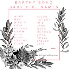Earthy Bohemian Baby Girl Names Whatsinababyname Earthynames Earthy Bohemian Whatsinaname Bohobaby Boho Babynames Baby Girl Names Baby Names Doula
