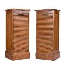 Dual lock bars secure both ends of drawers. A Pair Of Oak Roll Front Filing Cabinets Circa 1900 116 Cm Cabinets Cupboards Storage Furniture