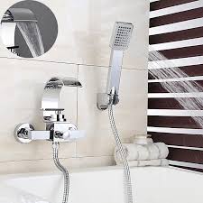 4.2 out of 5 stars 4. Brass Bathtub Faucet Wall Mounted Silvery Contemporary Chrome Ceramic Valve Waterfall Spray Bath Shower Mixer Taps With Cold And Hot Water Switch 7129490 2021 153 74