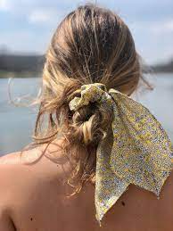 Summer Yellow Floral Hair Scarf Hair Scarf Hair Accessories Scrunchie Scrunchie Scarf Graduation Present Hair Scarf Styles Scarf Hairstyles Scrunchie Hairstyles