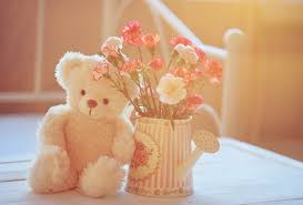 Gentle seamless pattern with teddy bears, buds and flowers. Teddy Bear And Flowers Varia Postcards Postallove Postcards Made With Love