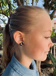 Bloom Earrings I Black Clay With Natural Flowers & Resin Earrings I Post  Earrings I Polymer Clay I Handmade I Black and Gold