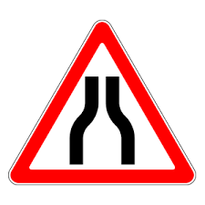 Warning For Road Narrowing Traffic Signs Road Signs Traffic