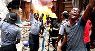 Some parts of the popular balogun market, located on lagos island, are currently on fire.the incident, which occurred two months in the market when goods worth millions of naira were destroyed in a fire outbreak, has claimed five buildings and goods worth several millions of naira. Photos Firefighters Battle Inferno At Balogun Market Channels Television