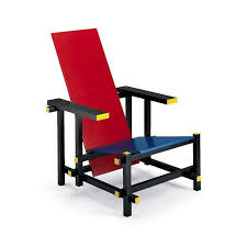 Sitzbezug in leder oder stoff. Gerrit Rietveld Stuhl Red Blue Rot Blau Stuhl Klassiker