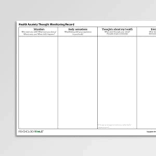 Health Anxiety Thought Monitoring Record Psychology Tools