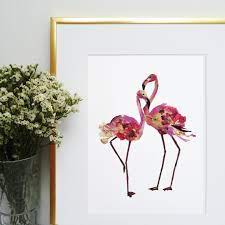 Flamingo Art From Pressed Flowers Flamingos Picture Dry Flowers Pressed Botanicals Plant Art Nursery Wall Ar Pressed Flower Art Flamingo Art Flamingo Art Print