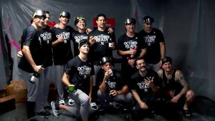 The Yankees celebrate their Wild Card sweep, AI generated