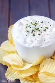 Lighter French Onion Dip Easy To Whip Up And Made With A Few Healthier Tweaks Gimmesomeoven Com Appetizer Recipes Food French Onion Dip