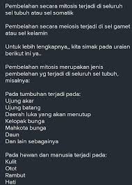 Sementara kromosom tepat berada di tengah sel tempat pembelahan terjadi. Tempat Terbentuknya Mitosis Dan Meiosis Brainly Co Id