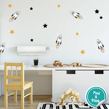 Calling all small space dwellers! Black And Orange Rocket Wall Stickers Stickerscape Uk