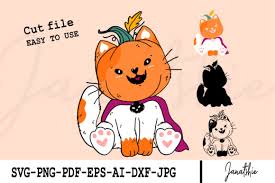 Download Cute Pumpkin Head Cat Graphic By Janatshie Creative Fabrica SVG Cut Files