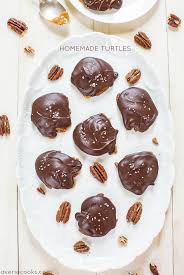 Melt caramels in water in heavy saucepan. Homemade Chocolate Turtles With Pecans Caramel Averie Cooks