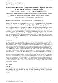 Jun 12, 2021 · background ethanol organosolv (eos) pretreatment is one of the most efficient methods for boosting biomass saccharification as it can achieve an efficient fractionation of three major constituents in lignocellulose. Effect Of Pretreatment And Dyeing Processes On The Physical Properties Of Poly Lactic Acid Cotton Blended Fabric Scientific Net