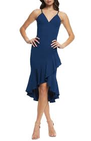 Wendy High Low Ruffle Cocktail Dress Main Color Pacific Dress The Population Dresses Trendy Dresses