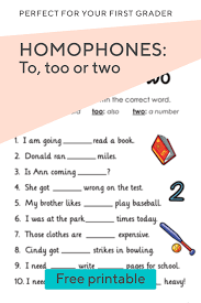 What S The Difference Between These Homophones With This Free Worksheet Your First Grader Will Dete Elementary Activities Writing Resources Learning To Write