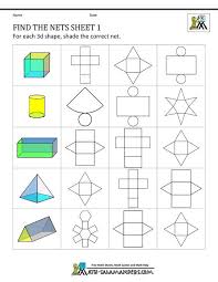 3d Shapes Worksheets Find The Nets 1 Shapes Worksheets 3d Shapes Worksheets Math Geometry