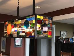 Chandelier Stained Glass Panel Inserts Box Billiard Table Lamp By Stanfordglassshop On Etsy Stained Glass Lighting Stained Glass Light Stained Glass Lamps