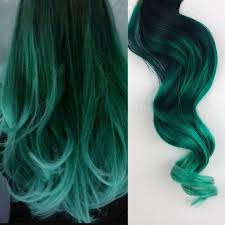 Dye your hair turquoise green and use blue dye as highlights. Green Hair Ombre Dip Dyed Hair Clip In Hair Extensions Etsy
