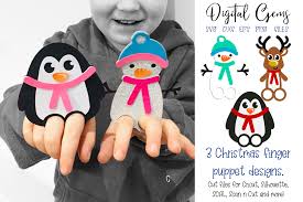 Download This Is A Digital Download Of 3 Finger Puppet Bookmark Designs Penguin Reindeer And Snowman As Shown In The Yellowimages Mockups