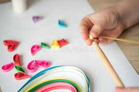 This card is blank, making it perfect for any occasion, buit i can add a message of your choice to the front of the card. Quilling Technique Making Decorations Or Greeting Card Paper Strips Flower Scissors Handmade Crafts On Holiday Birthday Stock Image Image Of Cardboard Colorful 140327447